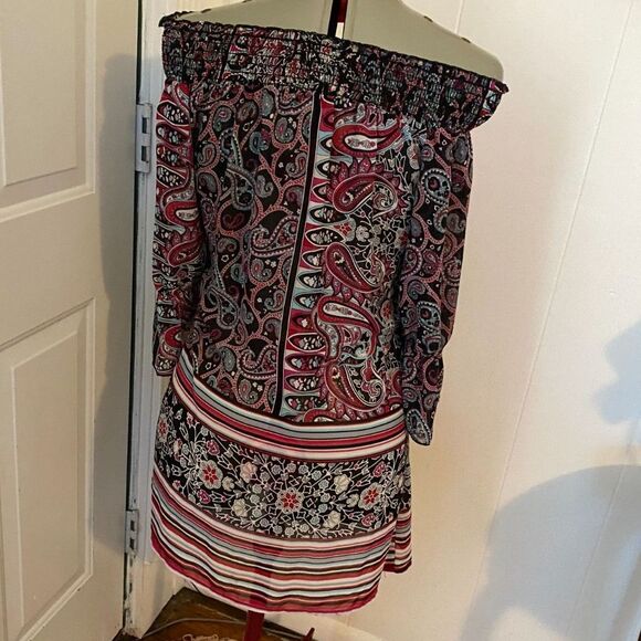 Charoltte Russe Boho Paisley Off the Shoulder Tunic Top Size XS - Picture 4 of 6